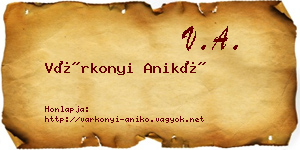 Várkonyi Anikó névjegykártya